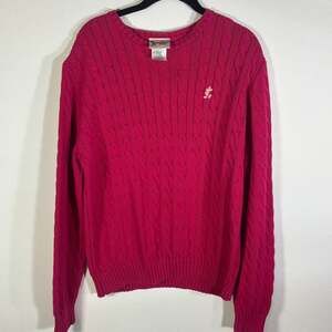 Walt Disney World Mickey Mouse Sweater XXL Pink Cable Knit 100% Cotton